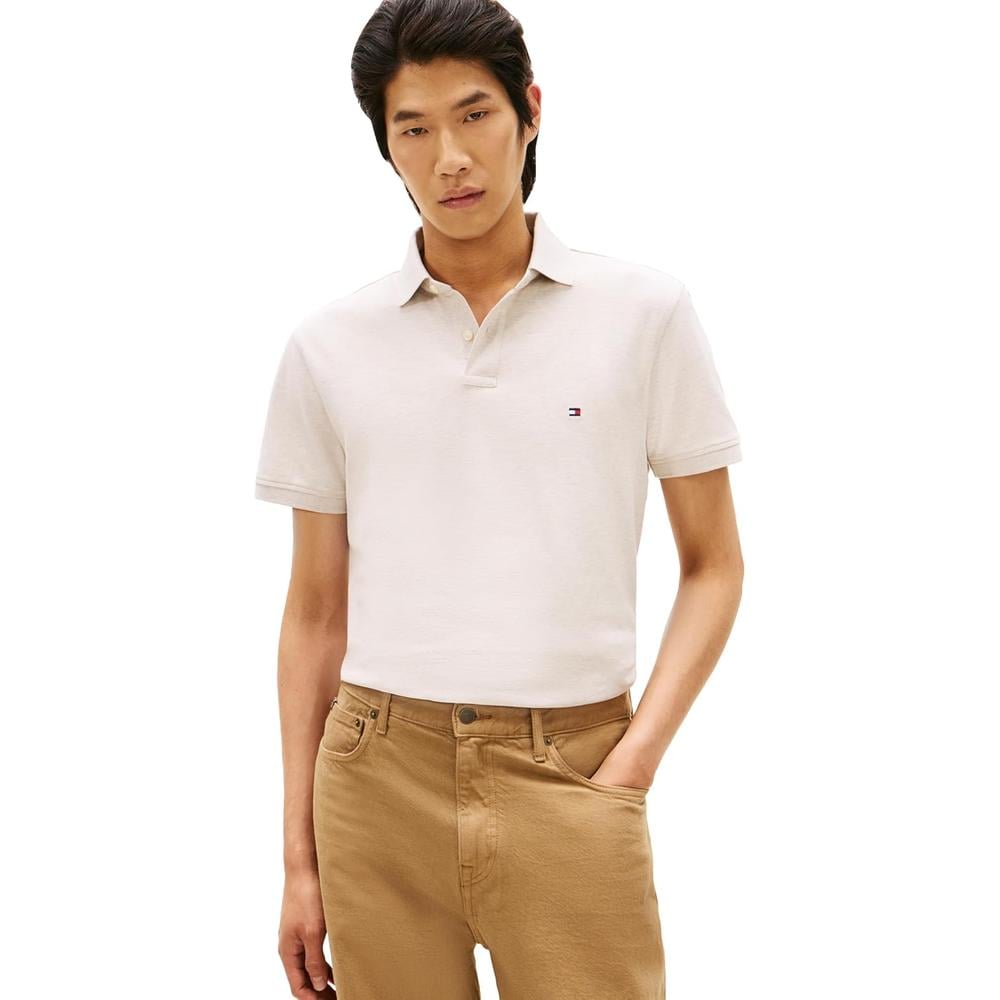 POLO PARA HOMBRE TOMMY HILFIGER 1985 REGULAR FIT MANGA CORTA BEIGE JASPEADO - 1