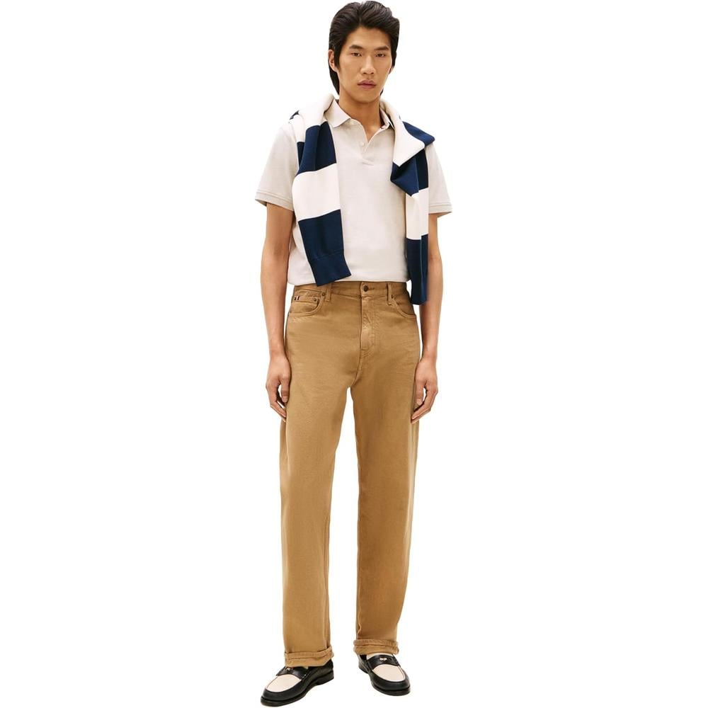 POLO PARA HOMBRE TOMMY HILFIGER 1985 REGULAR FIT MANGA CORTA BEIGE JASPEADO - 4
