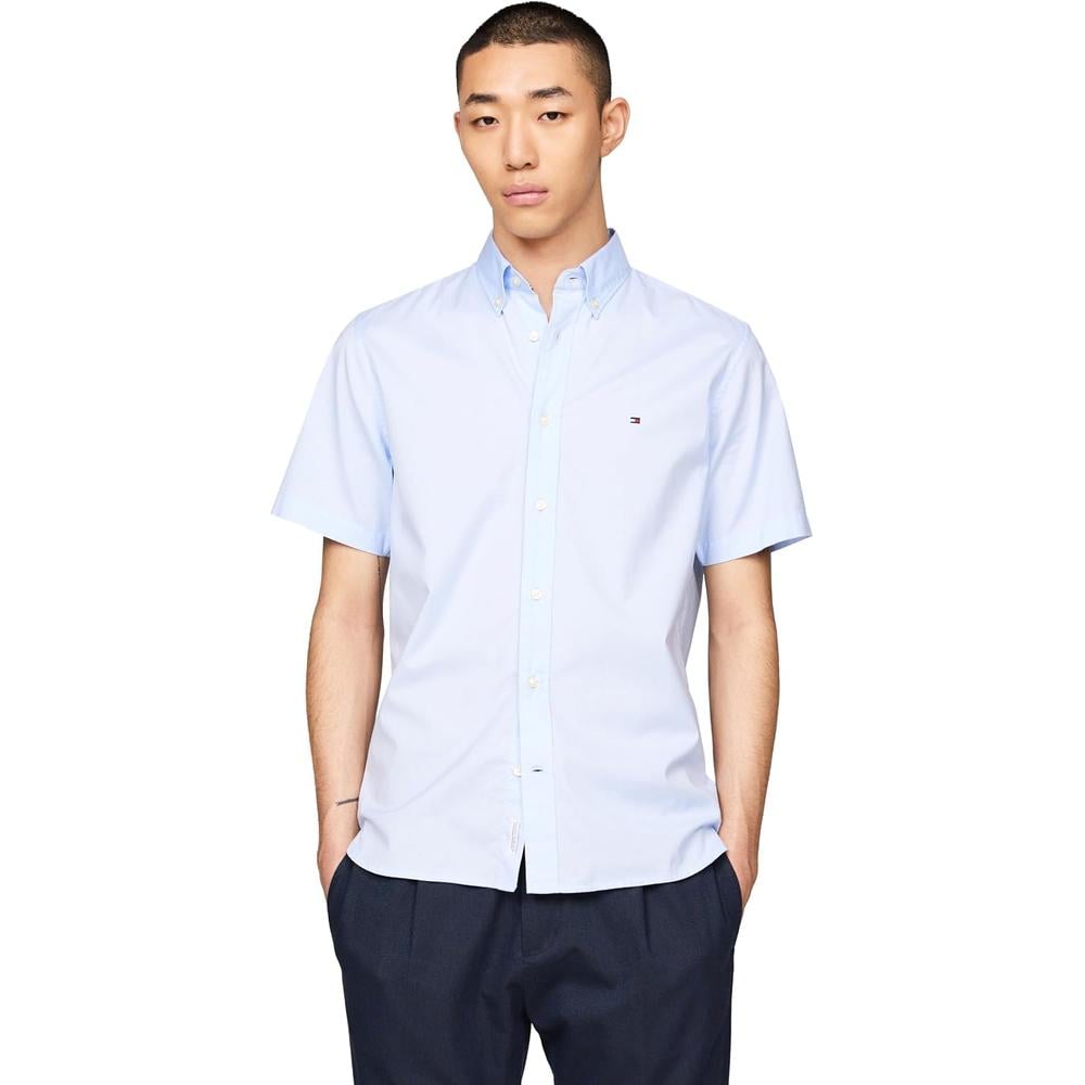CAMISA PARA HOMBRE TOMMY HILFIGER REGULAR FIT MANGA CORTA AZUL CLARO - 1