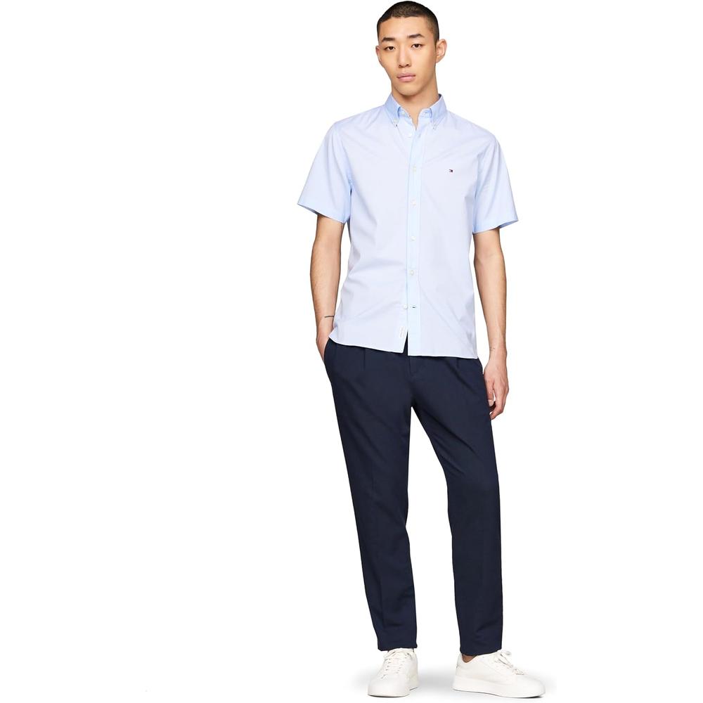 CAMISA PARA HOMBRE TOMMY HILFIGER REGULAR FIT MANGA CORTA AZUL CLARO - 4