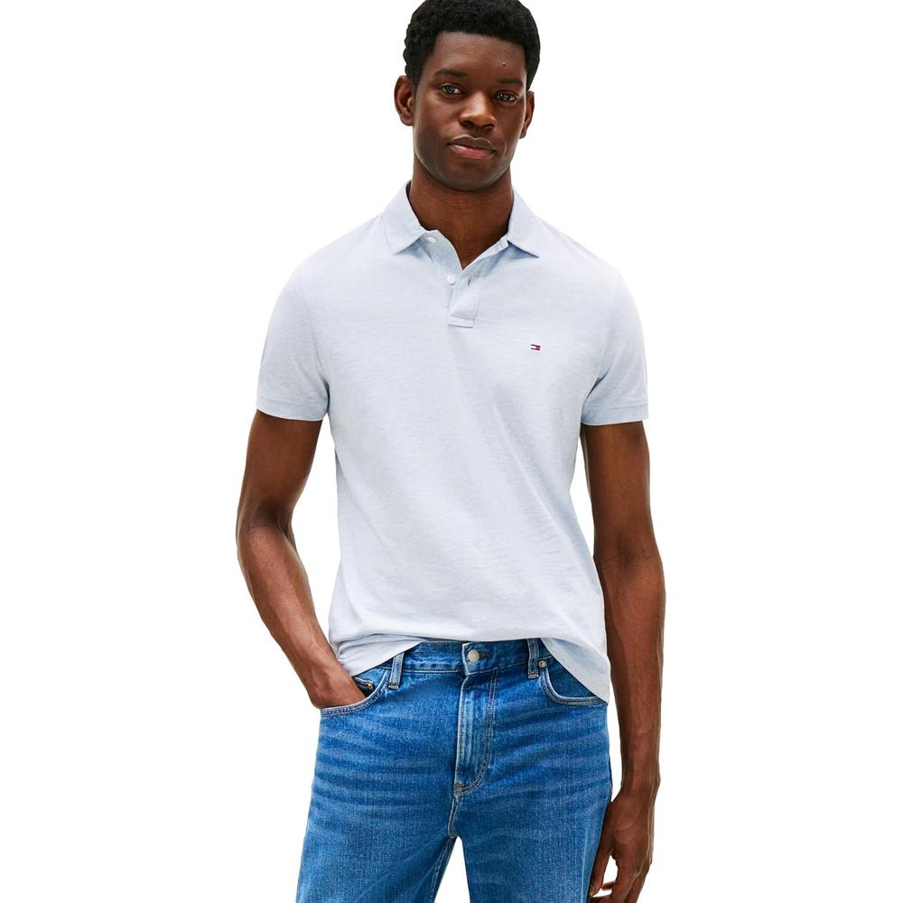 POLO PARA HOMBRE TOMMY HILFIGER REGULAR FIT MANGA CORTA AZUL JASPEADO - 1