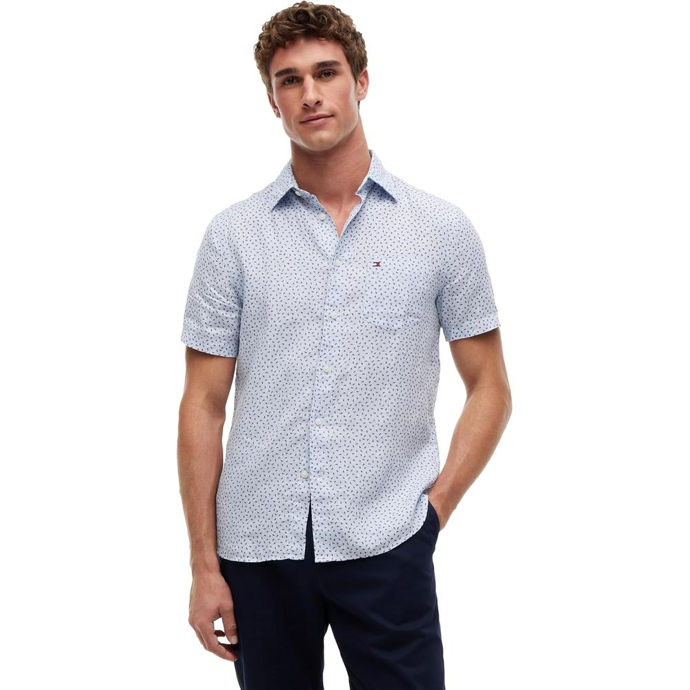 CAMISA PARA HOMBRE TOMMY HILFIGER MANGA CORTA LINO REGULAR FIT MULTICOLOR - 1