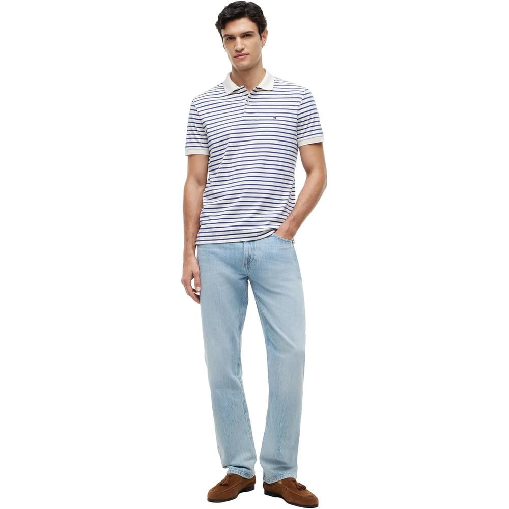 POLO PARA HOMBRE TOMMY HILFIGER REGULAR FIT MANGA CORTA MARFIL PETALO Y AZUL PIGMENTO - 3