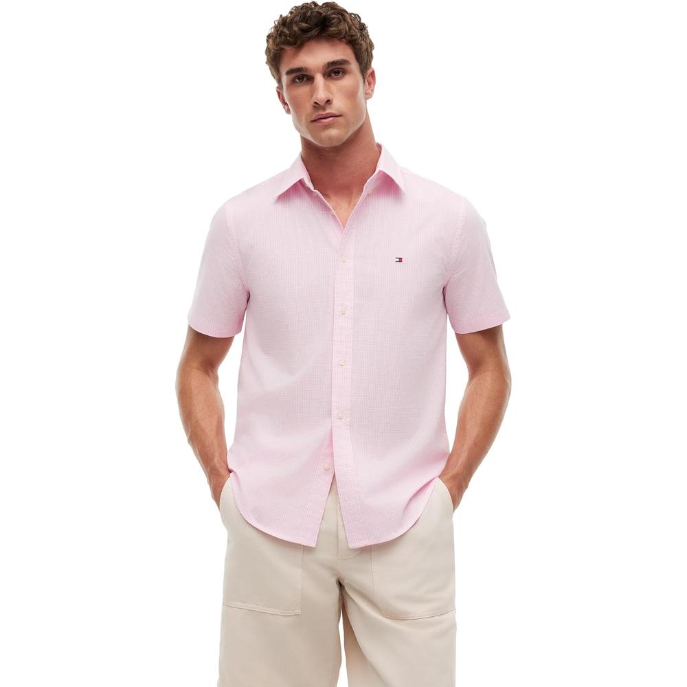 CAMISA PARA HOMBRE TOMMY HILFIGER REGULAR FIT MANGA CORTA ROSA CLÁSICO BLANCO - 1