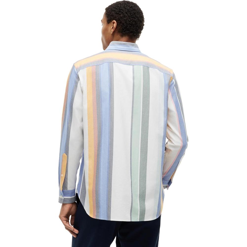 CAMISA PARA HOMBRE TOMMY HILFIGER OXFORD REGULAR FIT MANGA LARGA BLANCO RAYAS MULTICOLOR - 4