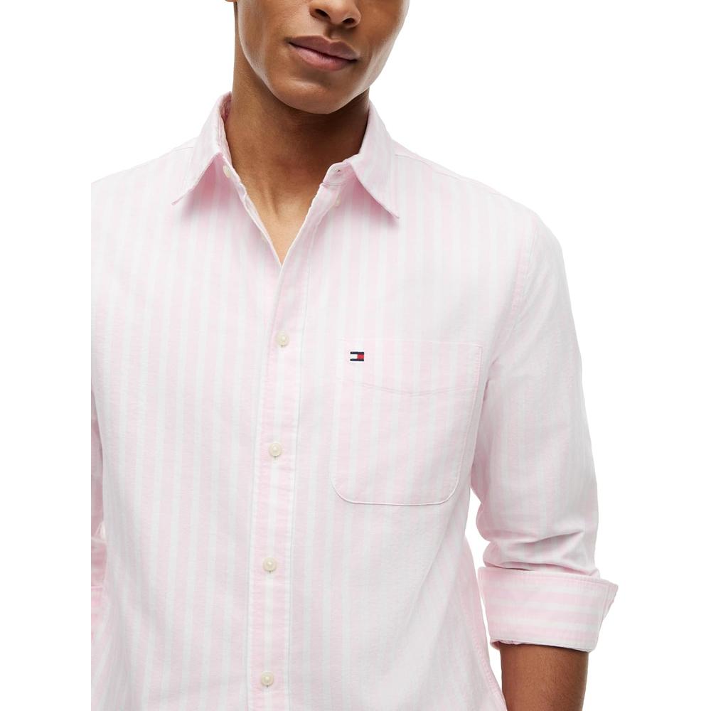 CAMISA PARA HOMBRE TOMMY HILFIGER OXFORD REGULAR FIT MANGA LARGA ROSA PETALO RAYAS - 2