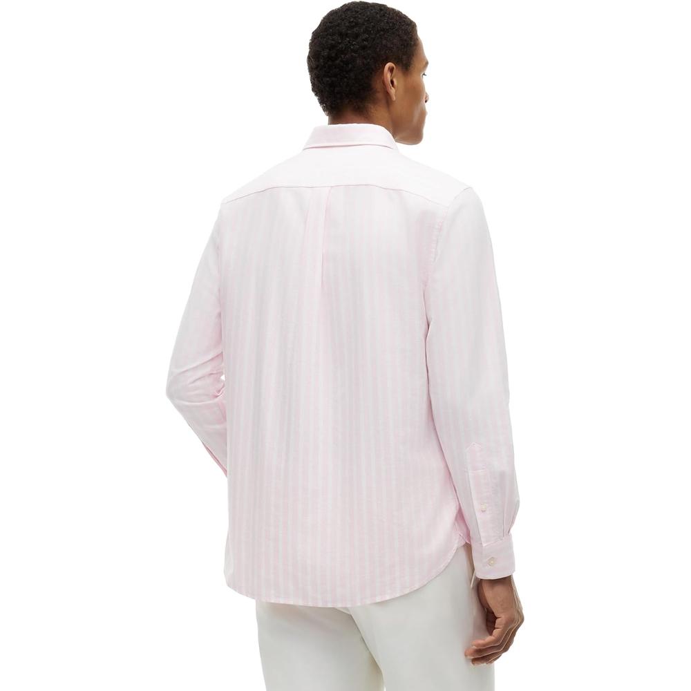 CAMISA PARA HOMBRE TOMMY HILFIGER OXFORD REGULAR FIT MANGA LARGA ROSA PETALO RAYAS - 4