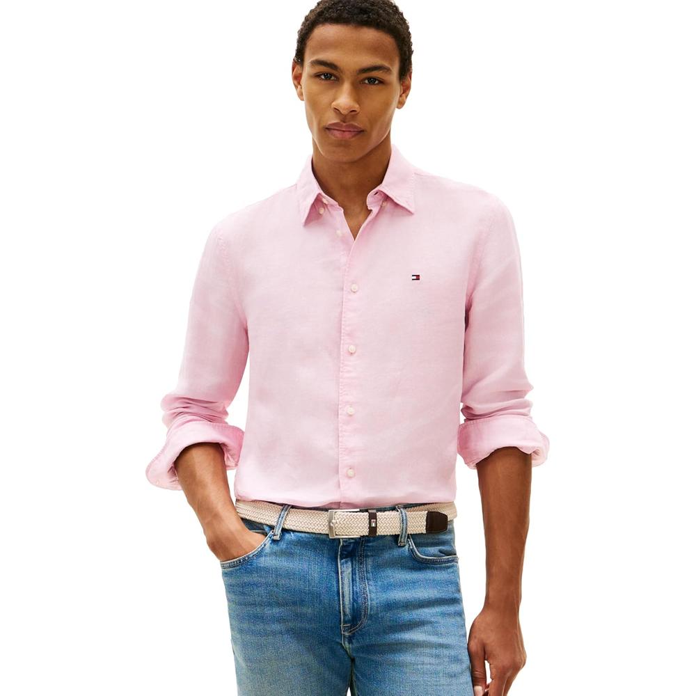 CAMISA PARA HOMBRE TOMMY HILFIGER REGULAR FIT MANGA LARGA ROSA CLARO - 1