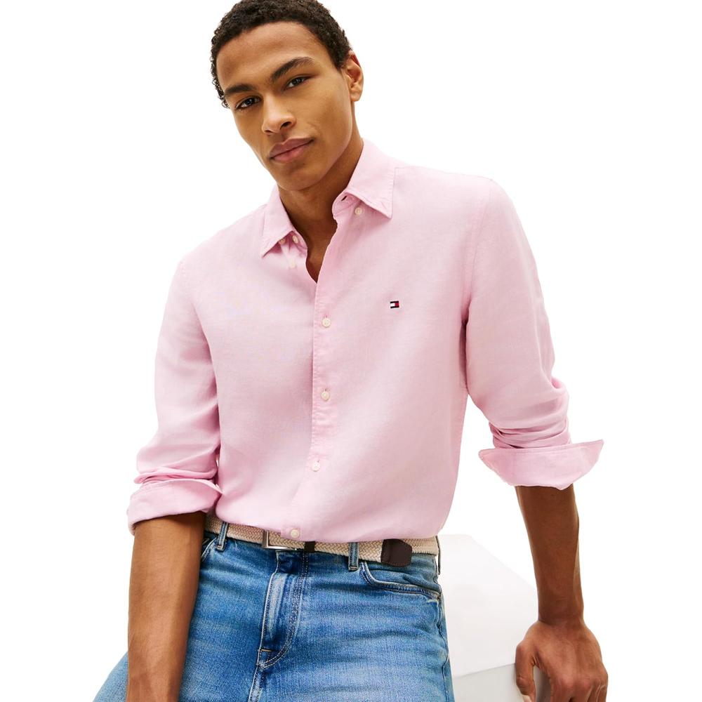 CAMISA PARA HOMBRE TOMMY HILFIGER REGULAR FIT MANGA LARGA ROSA CLARO - 2