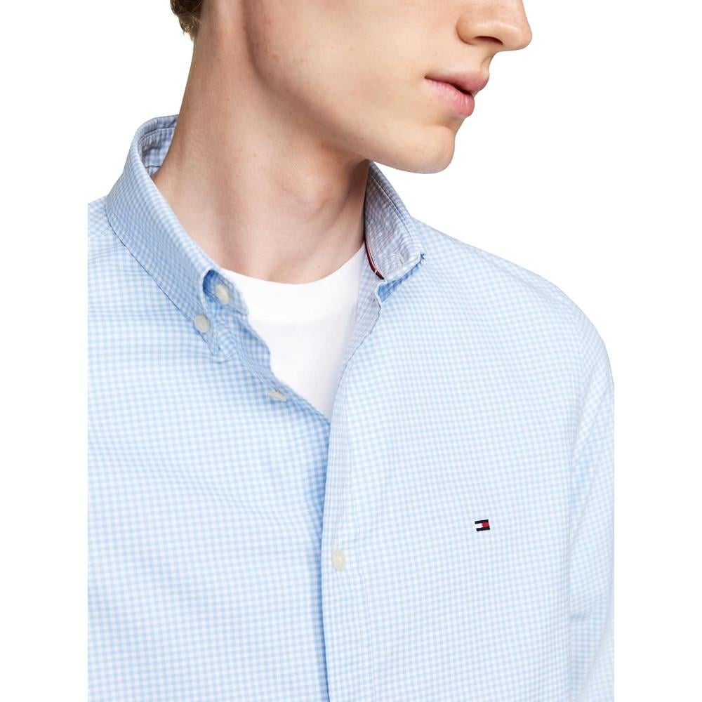 CAMISA PARA HOMBRE TOMMY HILFIGER REGULAR FIT MANGA LARGA AZUL VESSEL BLANCO ÓPTICO - 2
