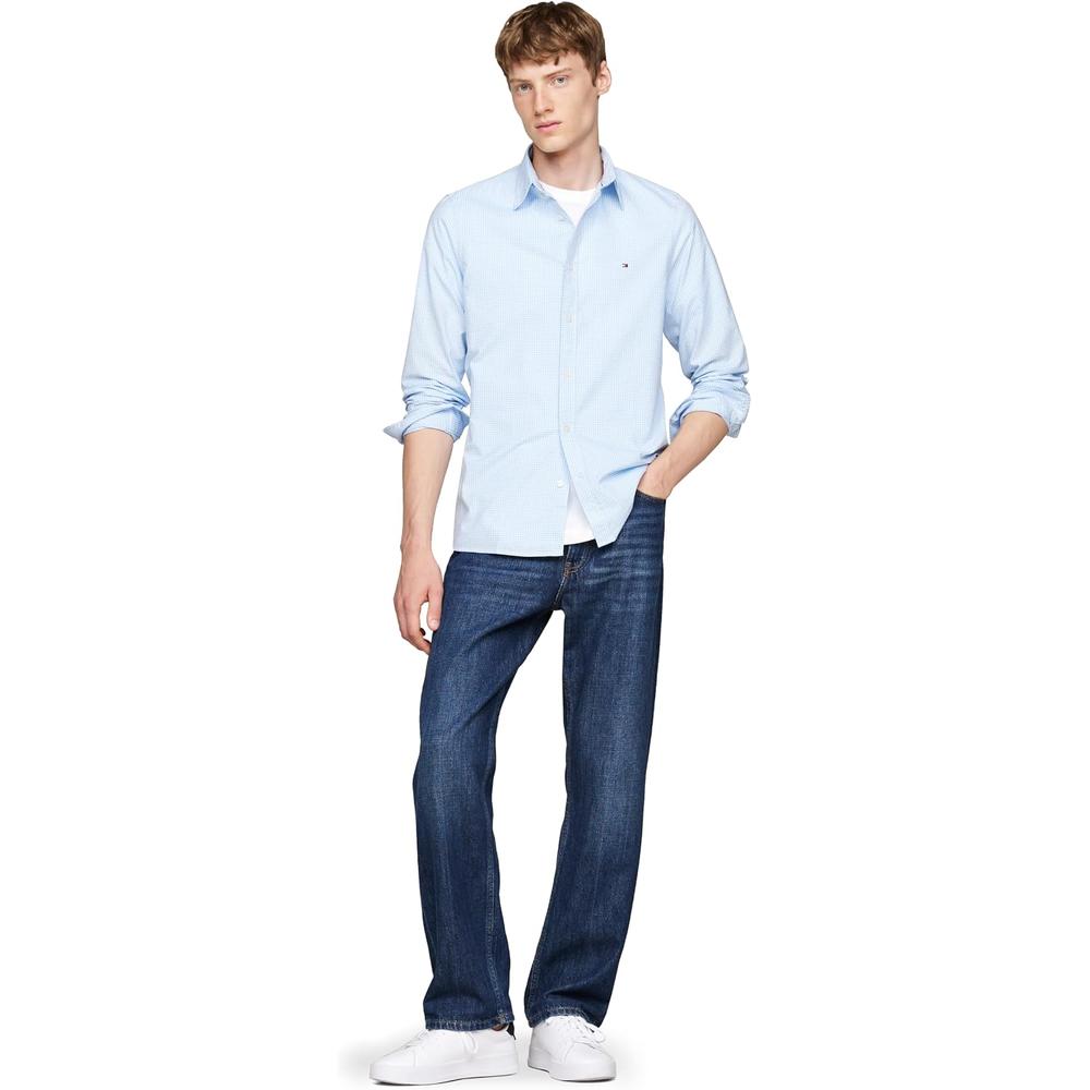 CAMISA PARA HOMBRE TOMMY HILFIGER REGULAR FIT MANGA LARGA AZUL VESSEL BLANCO ÓPTICO - 3