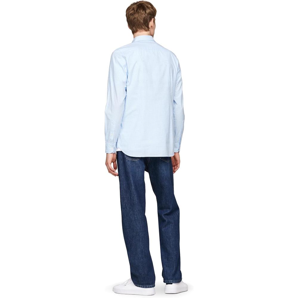 CAMISA PARA HOMBRE TOMMY HILFIGER REGULAR FIT MANGA LARGA AZUL VESSEL BLANCO ÓPTICO - 4