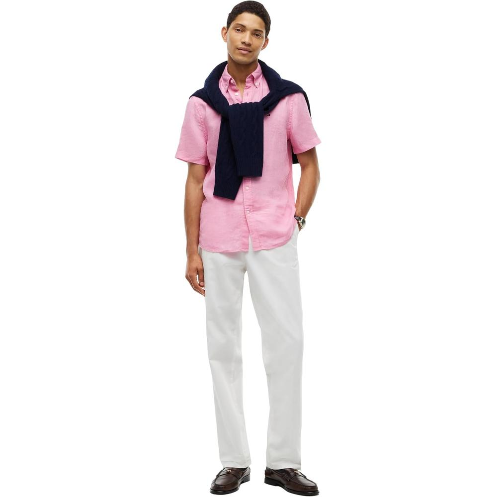 CAMISA PARA HOMBRE TOMMY HILFIGER MANGA CORTA LINO REGULAR FIT ROSA SINTÉTICO - 3