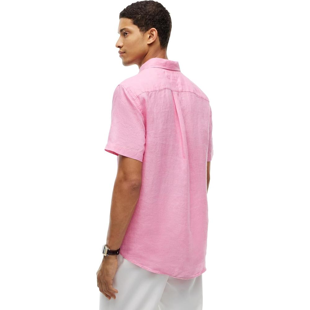 CAMISA PARA HOMBRE TOMMY HILFIGER MANGA CORTA LINO REGULAR FIT ROSA SINTÉTICO - 4
