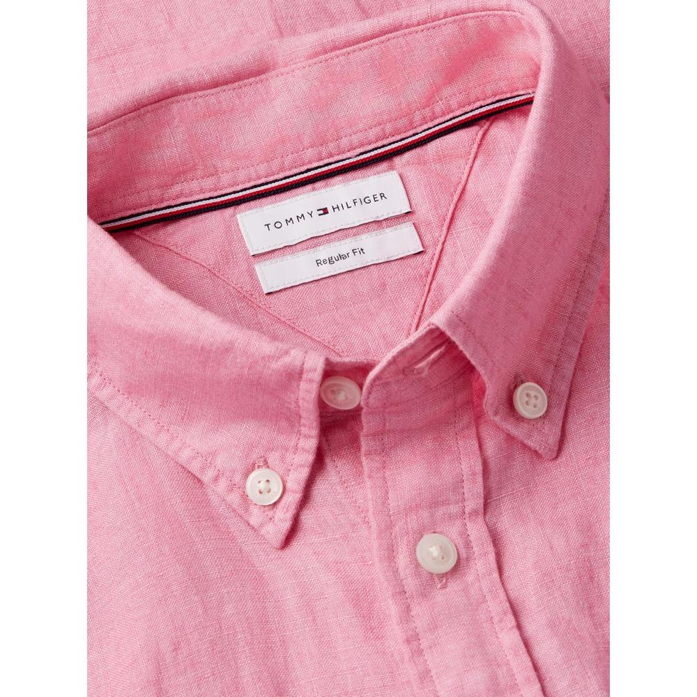 CAMISA PARA HOMBRE TOMMY HILFIGER MANGA CORTA LINO REGULAR FIT ROSA SINTÉTICO - 5