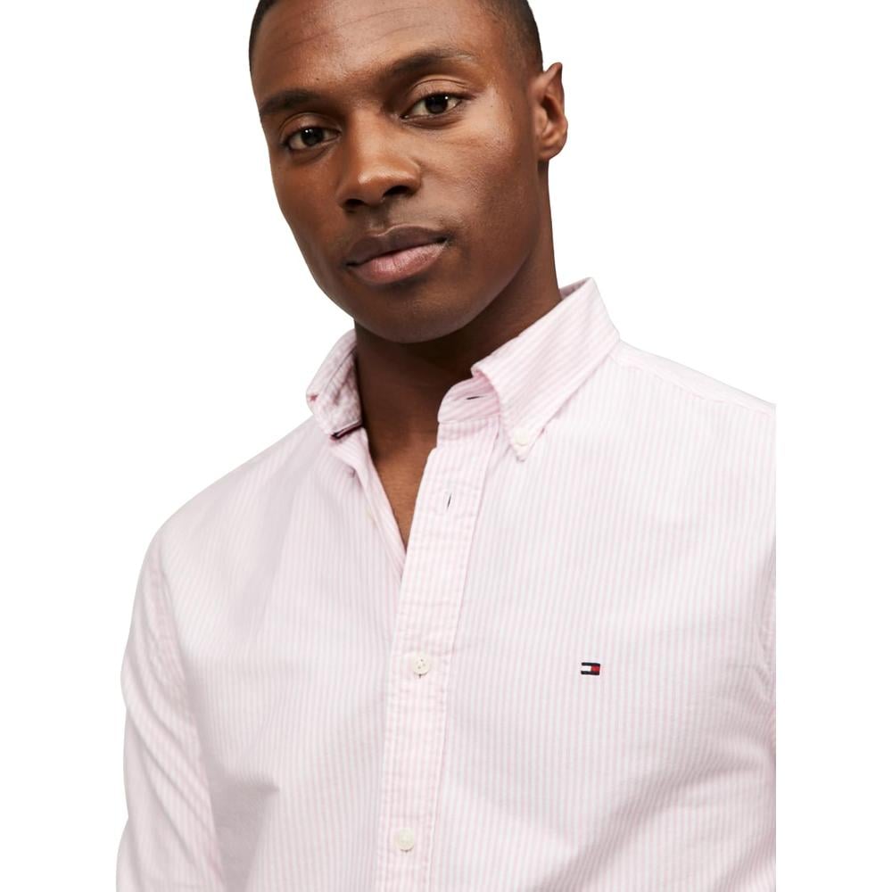 CAMISA PARA HOMBRE TOMMY HILFIGER OXFORD REGULAR FIT MANGA LARGA ROSA CLASICO BLANCO - 2
