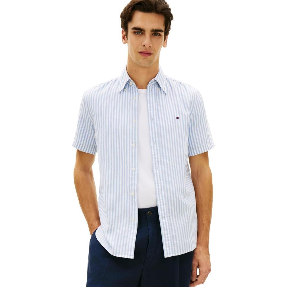CAMISA PARA HOMBRE TOMMY HILFIGER MANGA CORTA LINO REGULAR FIT MULTICOLOR - 1