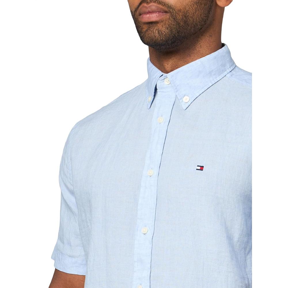 CAMISA PARA HOMBRE TOMMY HILFIGER MANGA CORTA LINO REGULAR FIT AZUL SUAVE - 3