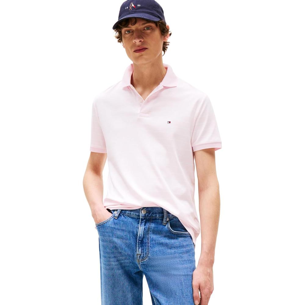 POLO PARA HOMBRE TOMMY HILFIGER REGULAR FIT MANGA CORTA ROSA CLARO Y CRUDO - 1