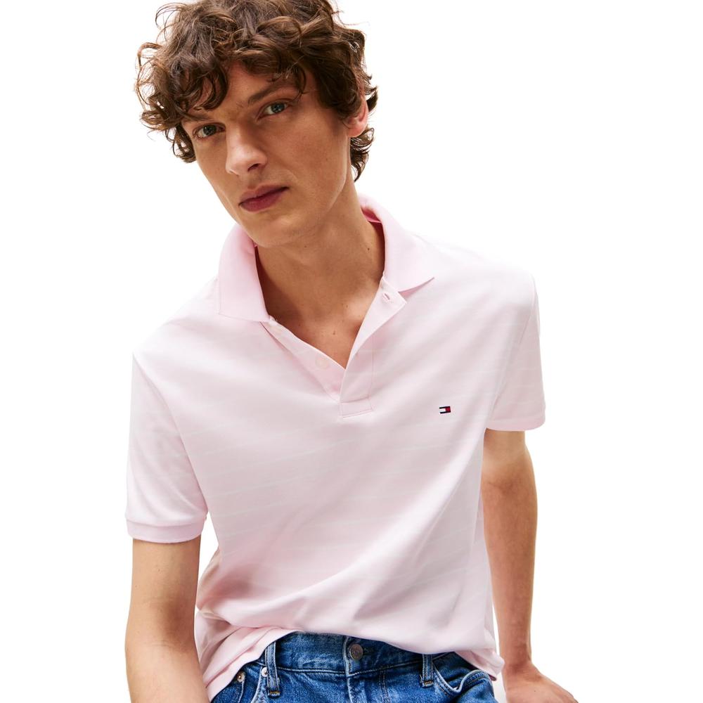 POLO PARA HOMBRE TOMMY HILFIGER REGULAR FIT MANGA CORTA ROSA CLARO Y CRUDO - 2