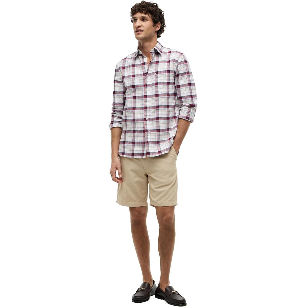 CAMISA PARA HOMBRE TOMMY HILFIGER OXFORD REGULAR FIT MANGA LARGA BLANCO CUADROS MULTICOLOR ROJO - 3