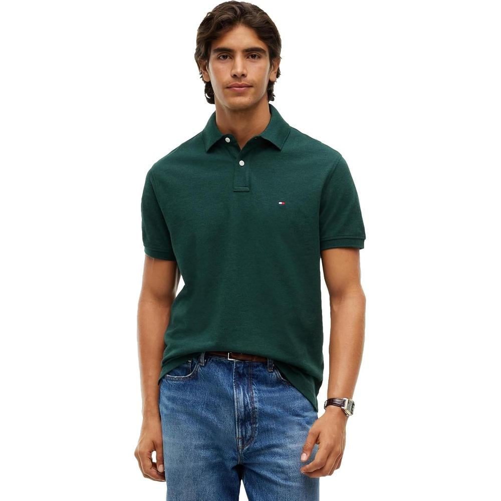 POLO PARA HOMBRE TOMMY HILFIGER CLASSIC FIT MANGA CORTA VERDE ORNAMENTAL JASPEADO - 1