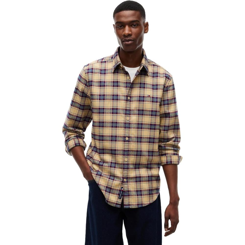 CAMISA PARA HOMBRE TOMMY HILFIGER MANGA LARGA BEIGE ARENA - 1