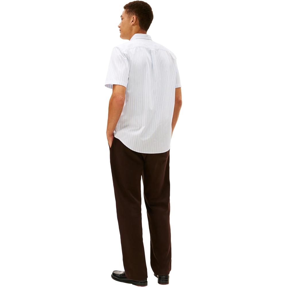 CAMISA PARA HOMBRE TOMMY HILFIGER REGULAR FIT MANGA CORTA BLANCO AZUL CLARO - 4