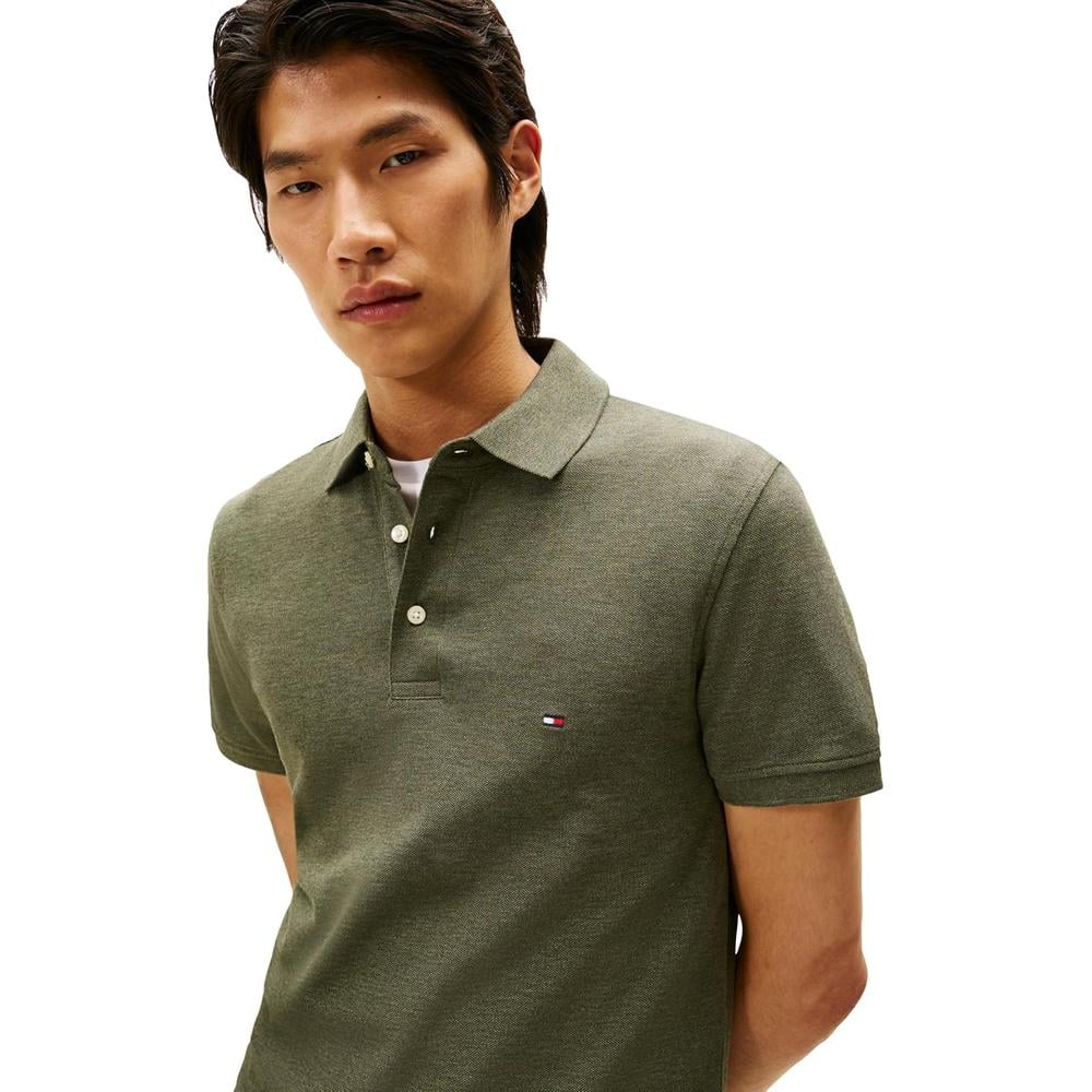 POLO PARA HOMBRE TOMMY HILFIGER 1985 SLIM FIT MANGA CORTA VERDE OLIVA JASPEADO - 2