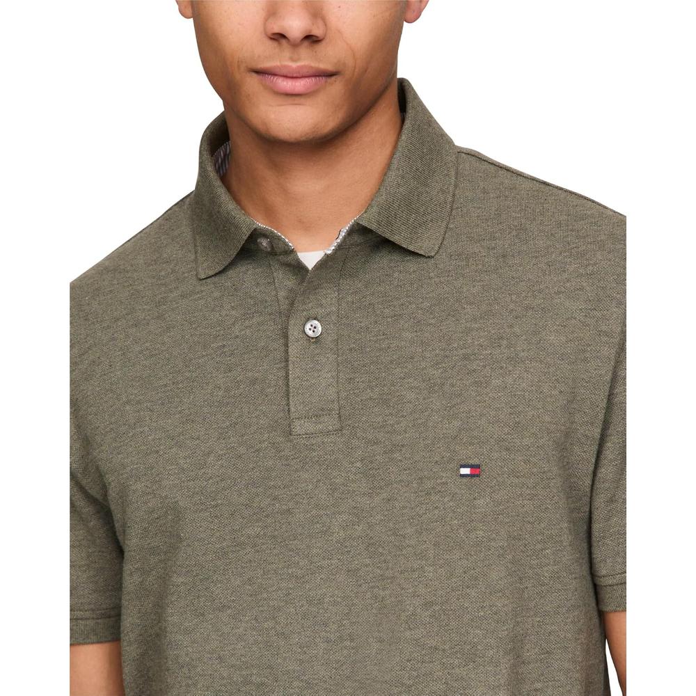 POLO PARA HOMBRE TOMMY HILFIGER 1985 REGULAR FIT MANGA CORTA VERDE OLIVA JASPEADO - 2