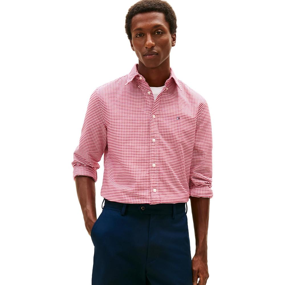 CAMISA PARA HOMBRE TOMMY HILFIGER OXFORD REGULAR FIT MANGA LARGA ROJO MEDIO CUADROS - 1