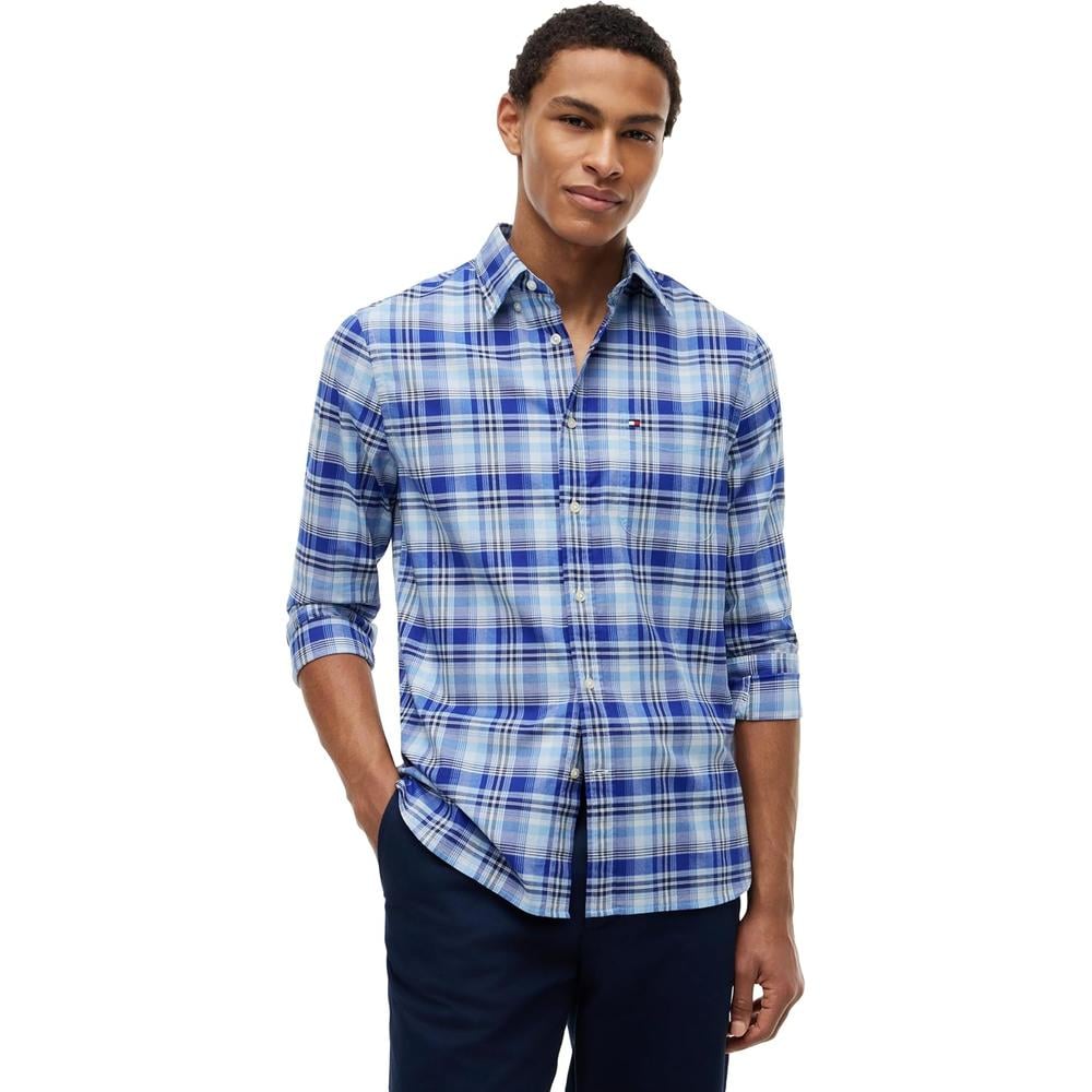 CAMISA PARA HOMBRE TOMMY HILFIGER OXFORD REGULAR FIT MANGA LARGA AZUL CUNA CUADROS - 1