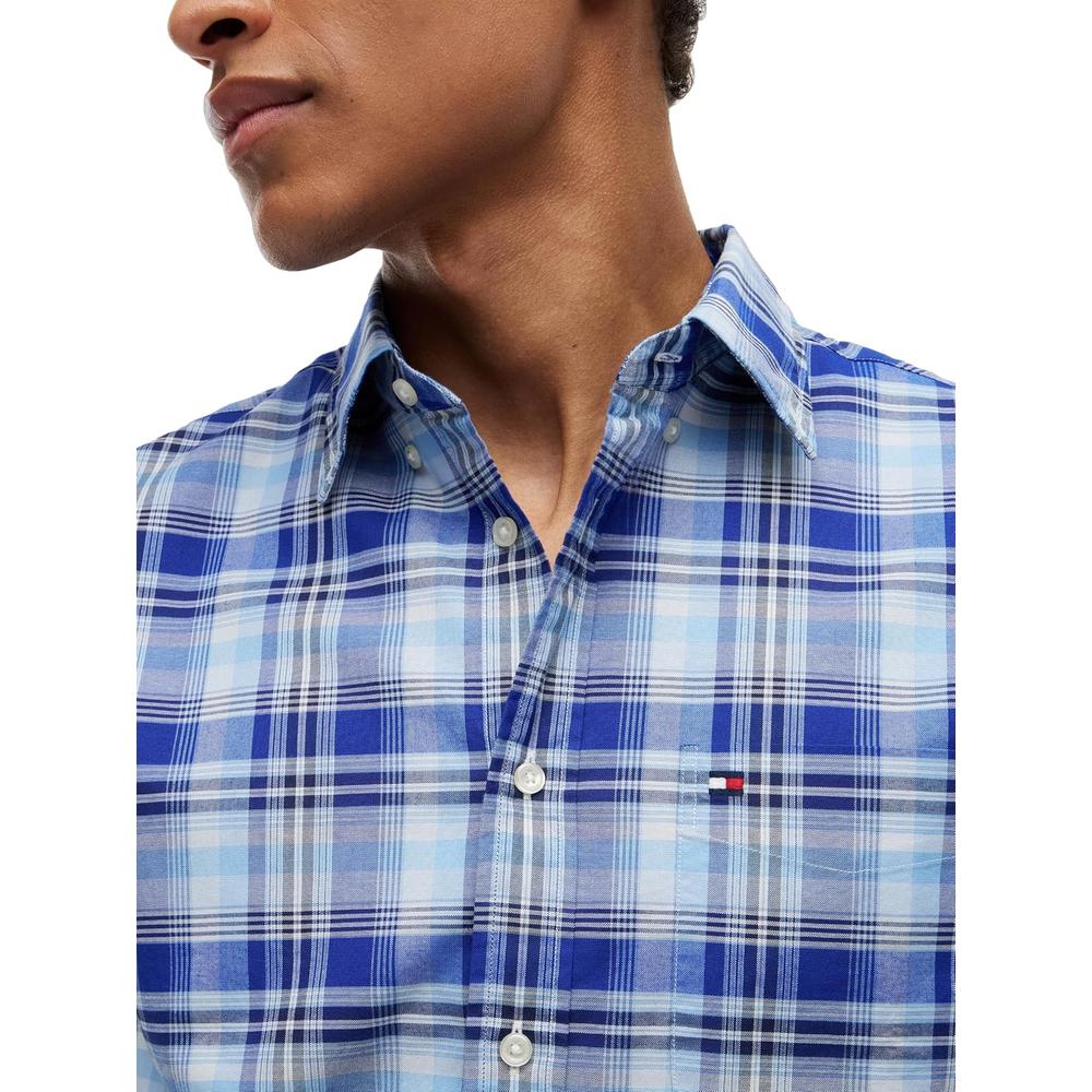 CAMISA PARA HOMBRE TOMMY HILFIGER OXFORD REGULAR FIT MANGA LARGA AZUL CUNA CUADROS - 2