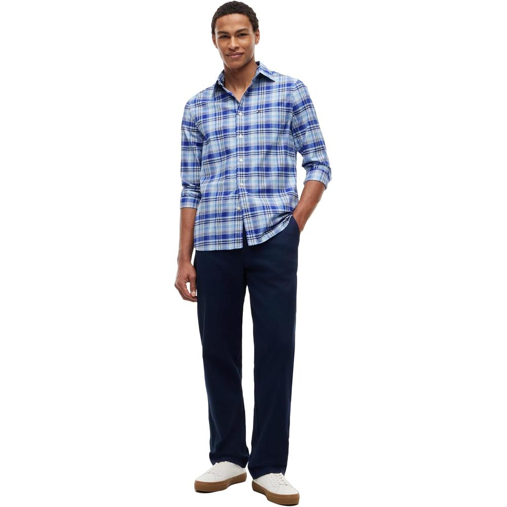 CAMISA PARA HOMBRE TOMMY HILFIGER OXFORD REGULAR FIT MANGA LARGA AZUL CUNA CUADROS - 3