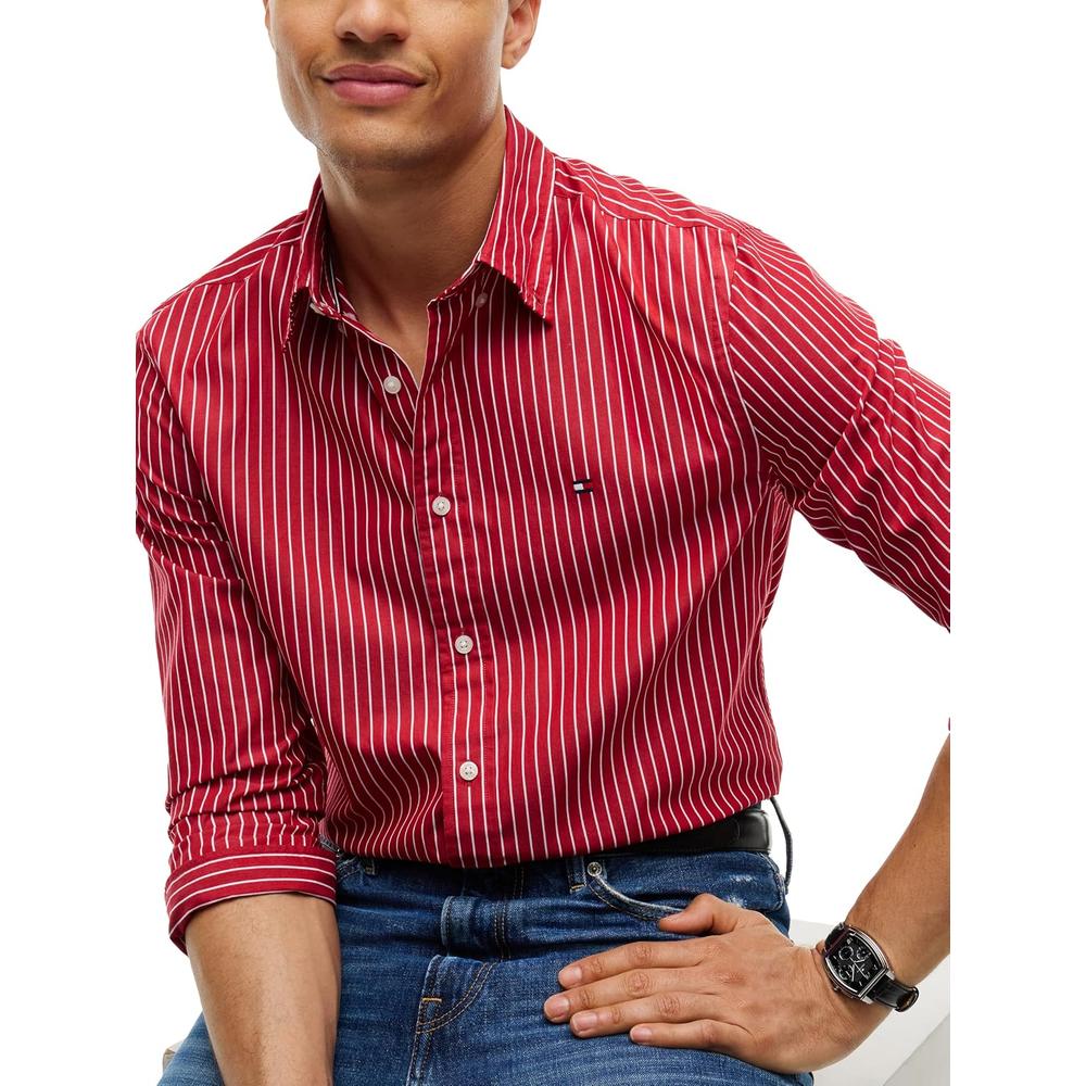 CAMISA PARA HOMBRE TOMMY HILFIGER REGULAR FIT MANGA LARGA ROJO - 2