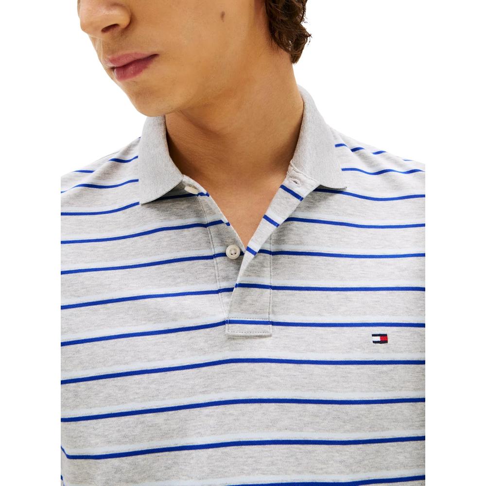 POLO PARA HOMBRE TOMMY HILFIGER REGULAR FIT MANGA CORTA GRIS CLARO Y MULTIRAYAS - 2