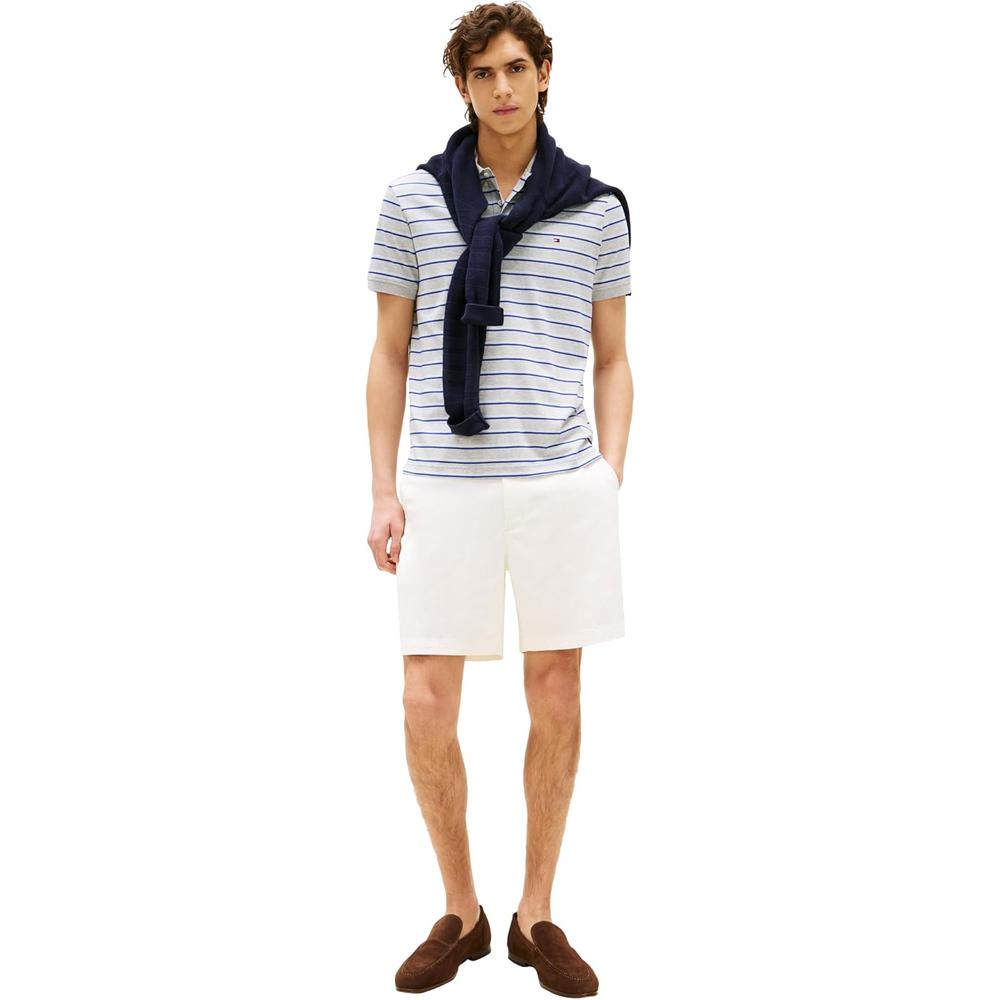 POLO PARA HOMBRE TOMMY HILFIGER REGULAR FIT MANGA CORTA GRIS CLARO Y MULTIRAYAS - 3