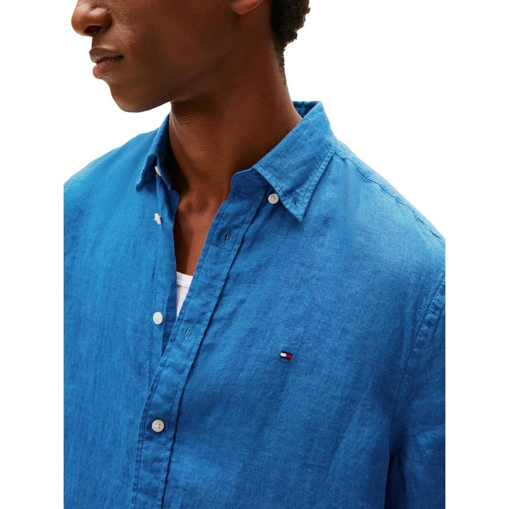 CAMISA PARA HOMBRE TOMMY HILFIGER MANGA CORTA LINO REGULAR FIT AZUL ÓRBITA - 2