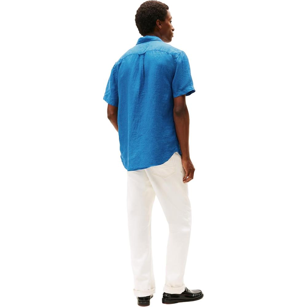 CAMISA PARA HOMBRE TOMMY HILFIGER MANGA CORTA LINO REGULAR FIT AZUL ÓRBITA - 5