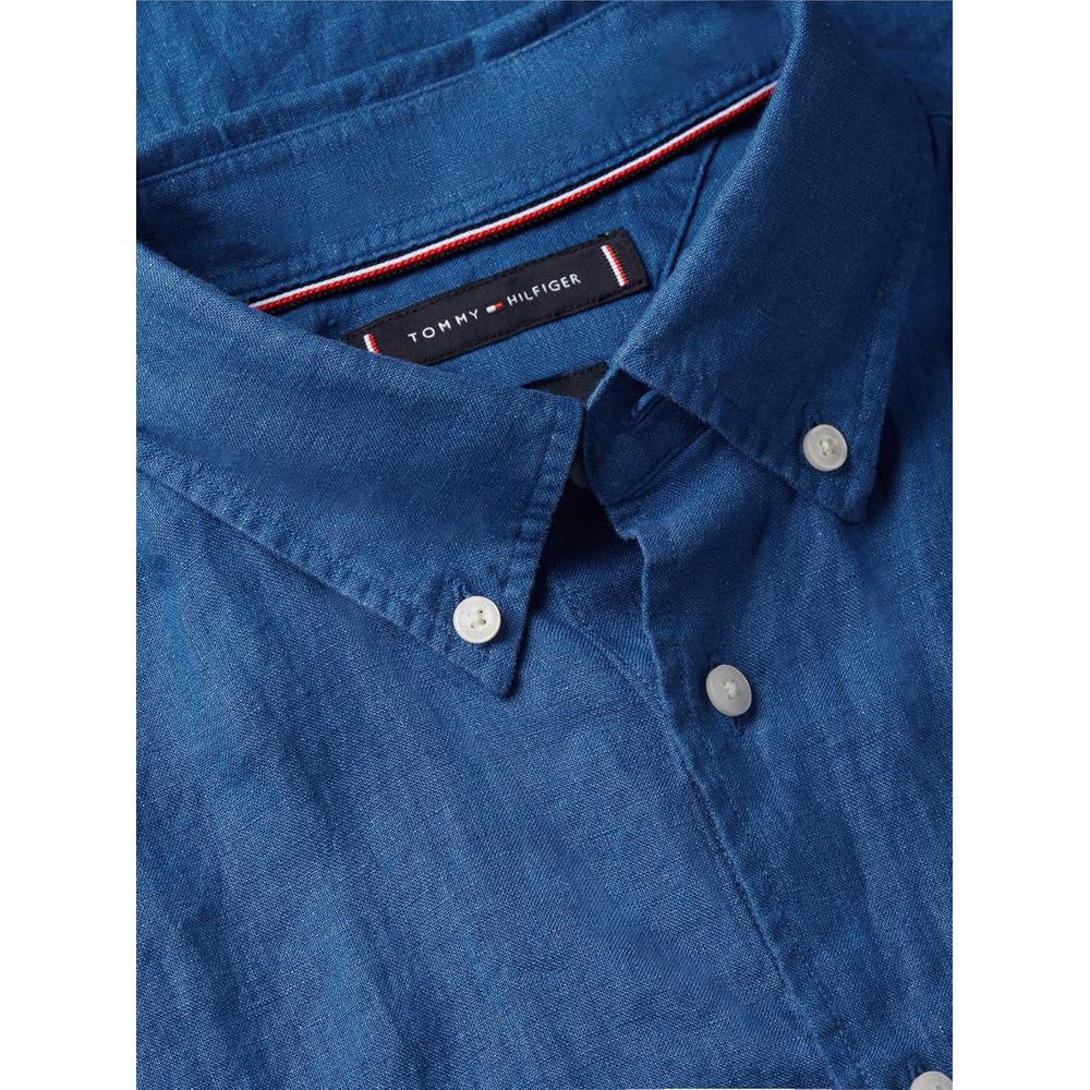 CAMISA PARA HOMBRE TOMMY HILFIGER MANGA CORTA LINO REGULAR FIT AZUL ÓRBITA - 6