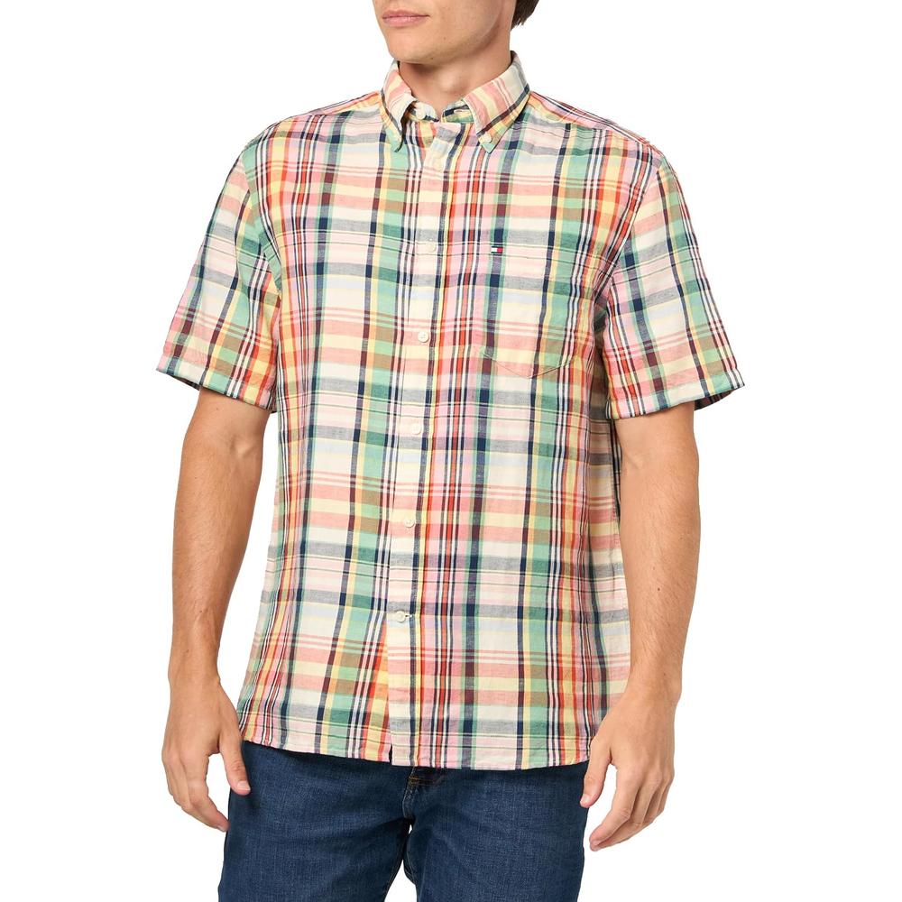 CAMISA PARA HOMBRE TOMMY HILFIGER MANGA CORTA LINO REGULAR FIT MULTICOLOR - 3