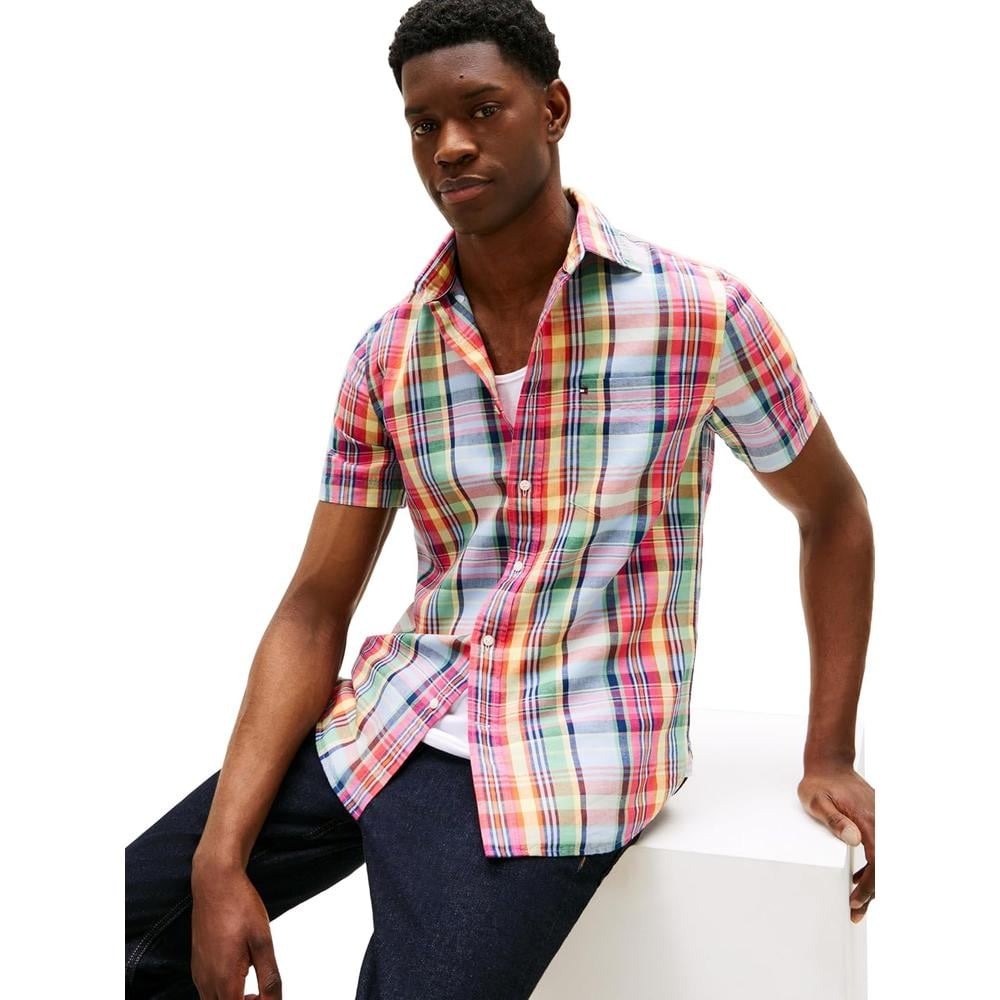 CAMISA PARA HOMBRE TOMMY HILFIGER MANGA CORTA LINO REGULAR FIT MULTICOLOR - 4