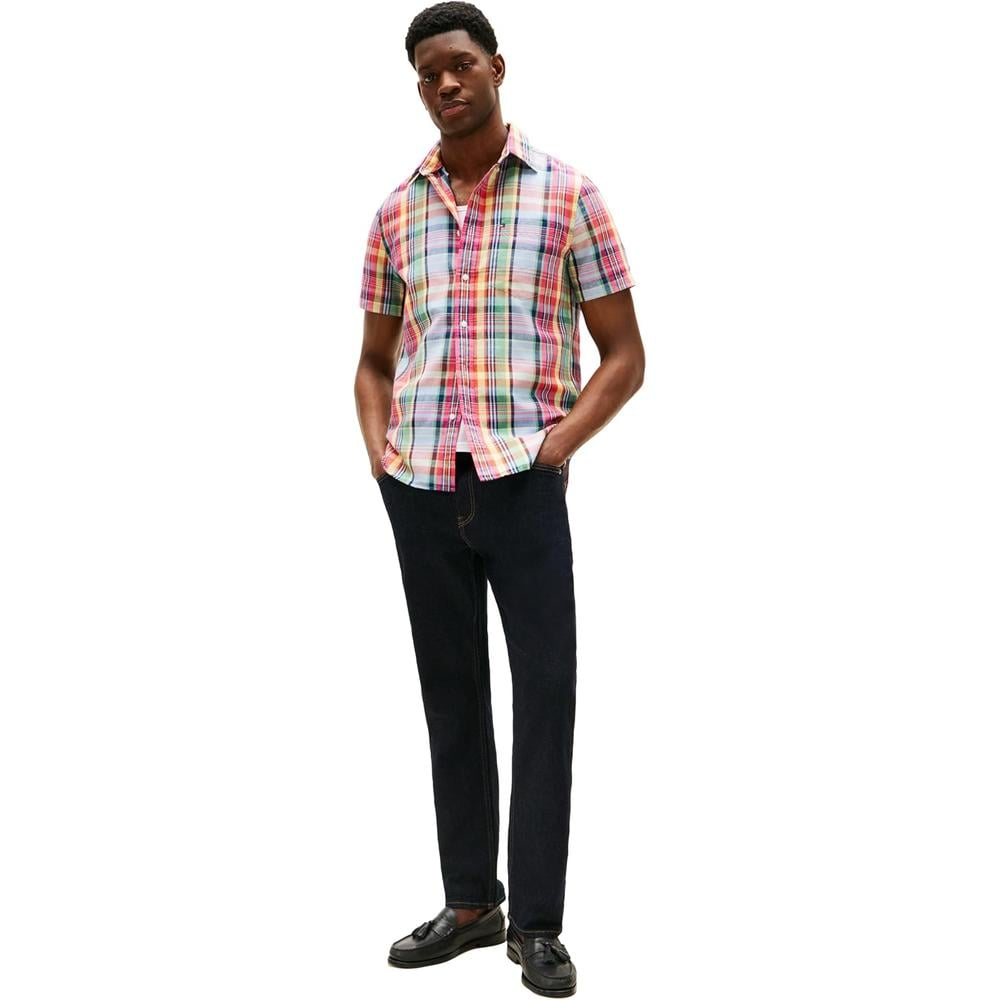 CAMISA PARA HOMBRE TOMMY HILFIGER MANGA CORTA LINO REGULAR FIT MULTICOLOR - 5