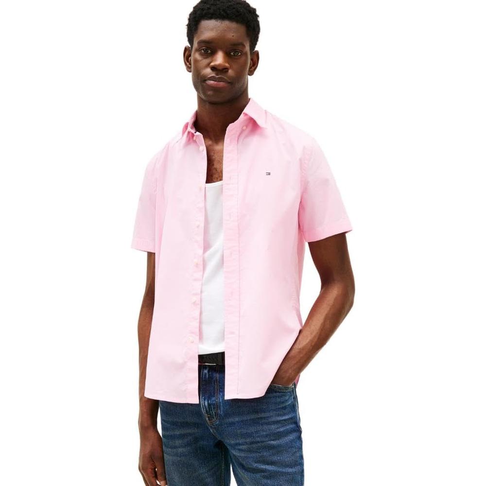 CAMISA PARA HOMBRE TOMMY HILFIGER REGULAR FIT MANGA CORTA ROSA CLÁSICO - 1