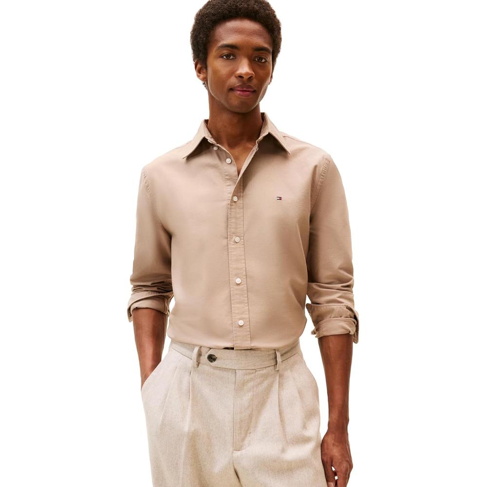 CAMISA PARA HOMBRE TOMMY HILFIGER OXFORD REGULAR FIT MANGA LARGA TOPOS COSTEROS TOPOS COSTEROS LISO - 1