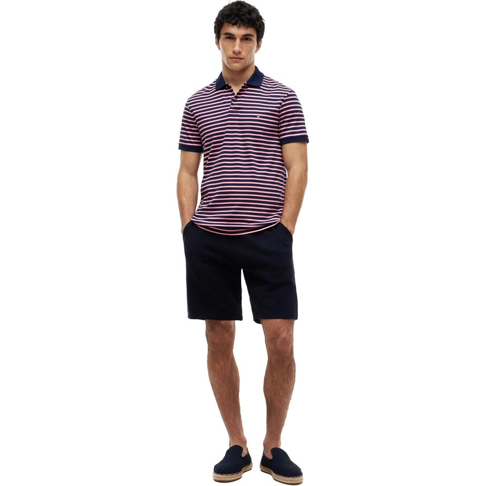 POLO PARA HOMBRE TOMMY HILFIGER REGULAR FIT MANGA CORTA AZUL CARBON Y ROSA MUNECA - 3