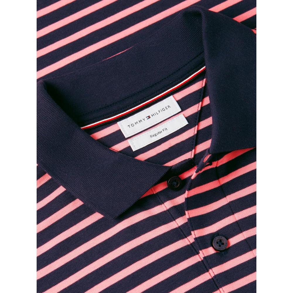 POLO PARA HOMBRE TOMMY HILFIGER REGULAR FIT MANGA CORTA AZUL CARBON Y ROSA MUNECA - 5
