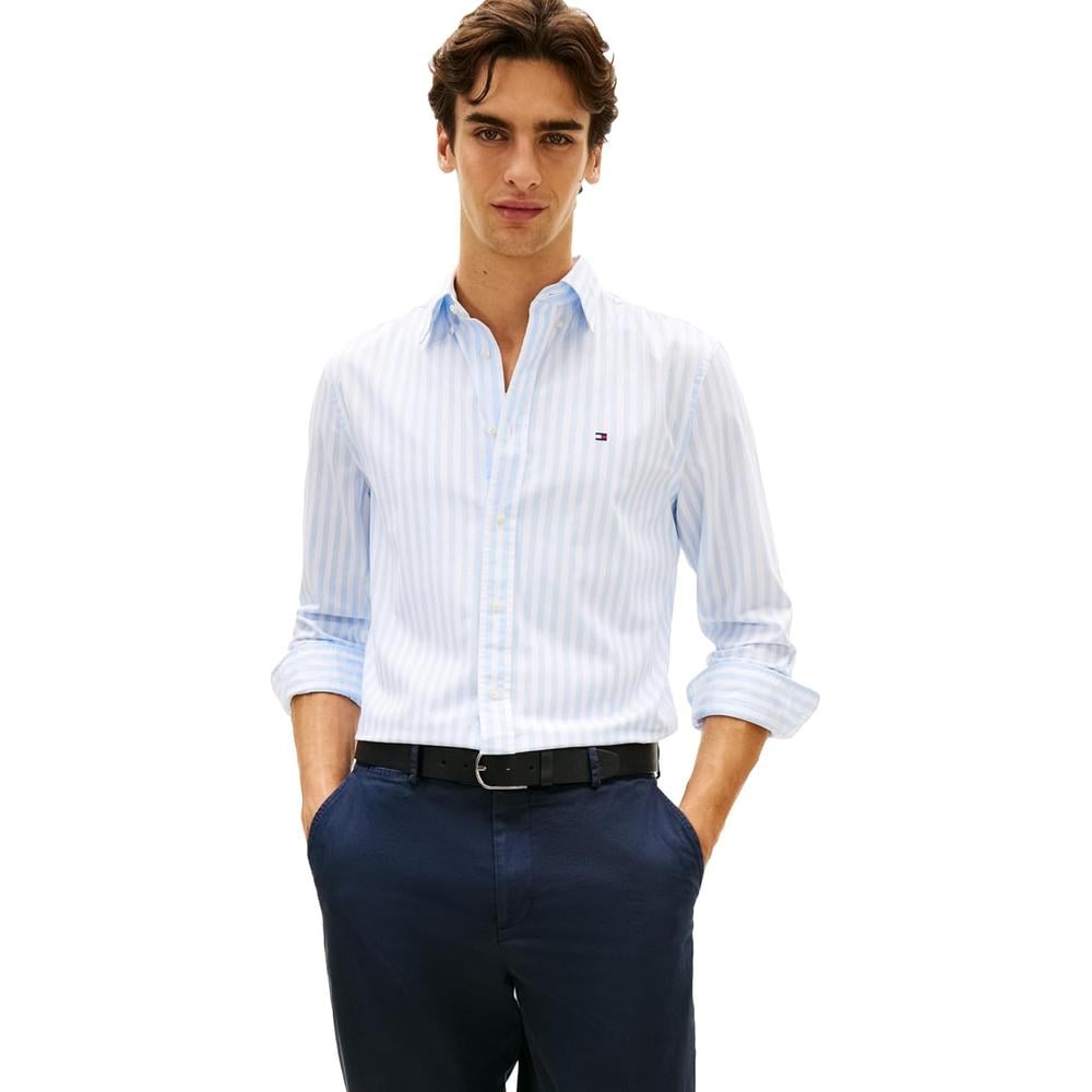 CAMISA PARA HOMBRE TOMMY HILFIGER REGULAR FIT MANGA LARGA AZUL DULCE BLANCO - 1