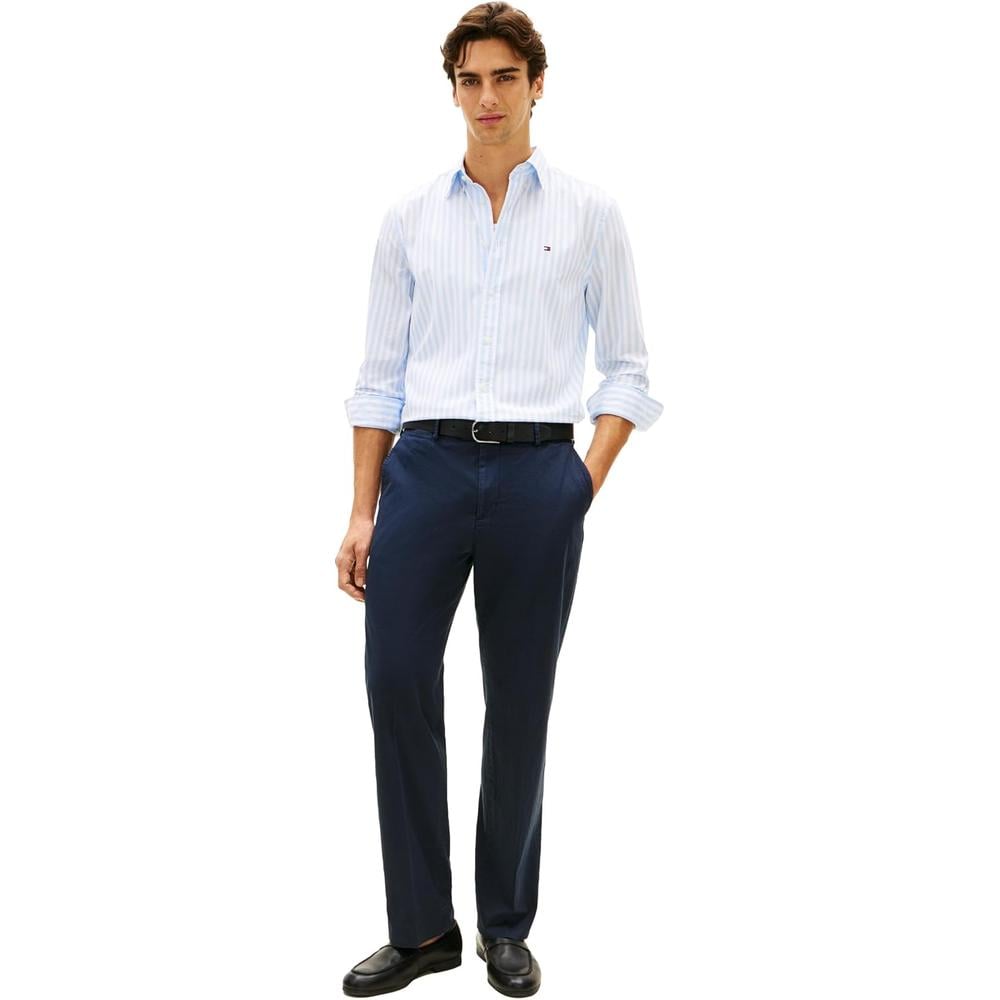 CAMISA PARA HOMBRE TOMMY HILFIGER REGULAR FIT MANGA LARGA AZUL DULCE BLANCO - 4