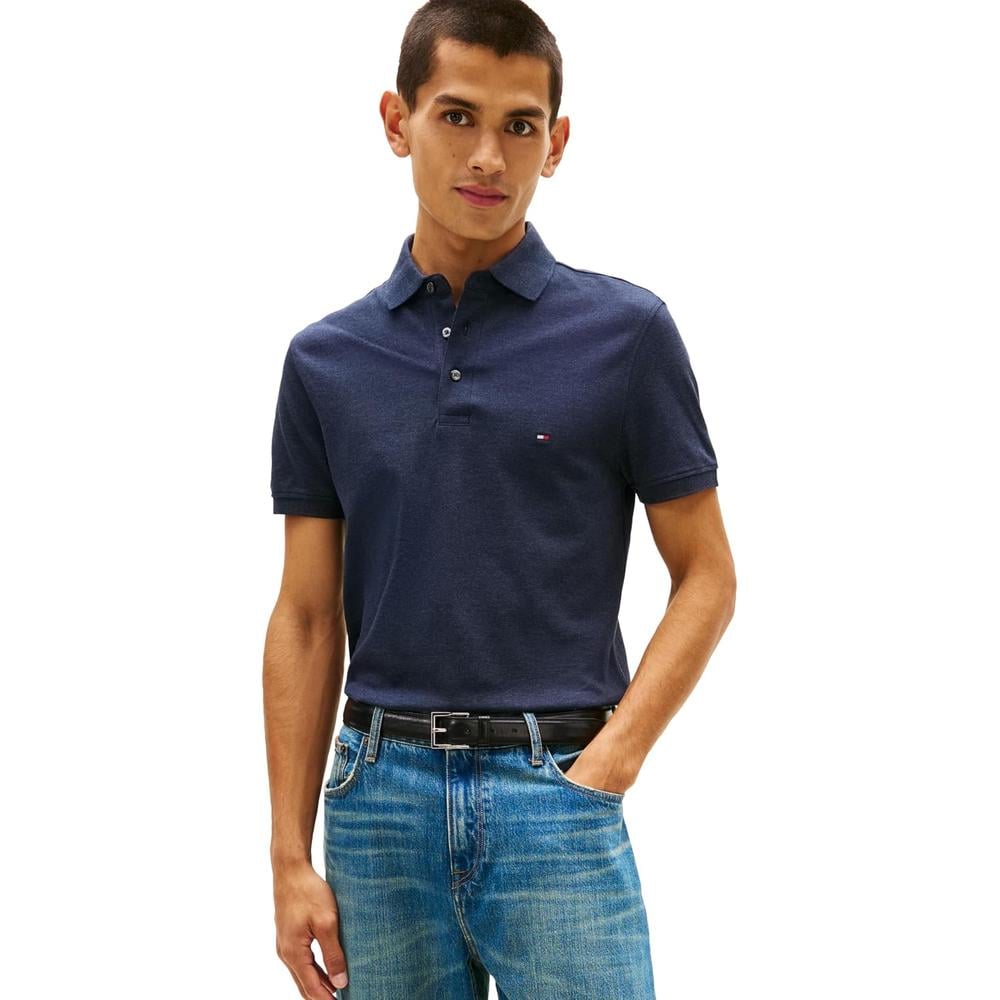 POLO PARA HOMBRE TOMMY HILFIGER 1985 SLIM FIT MANGA CORTA AZUL CIELO DESÉRTICO JASPEADO - 1
